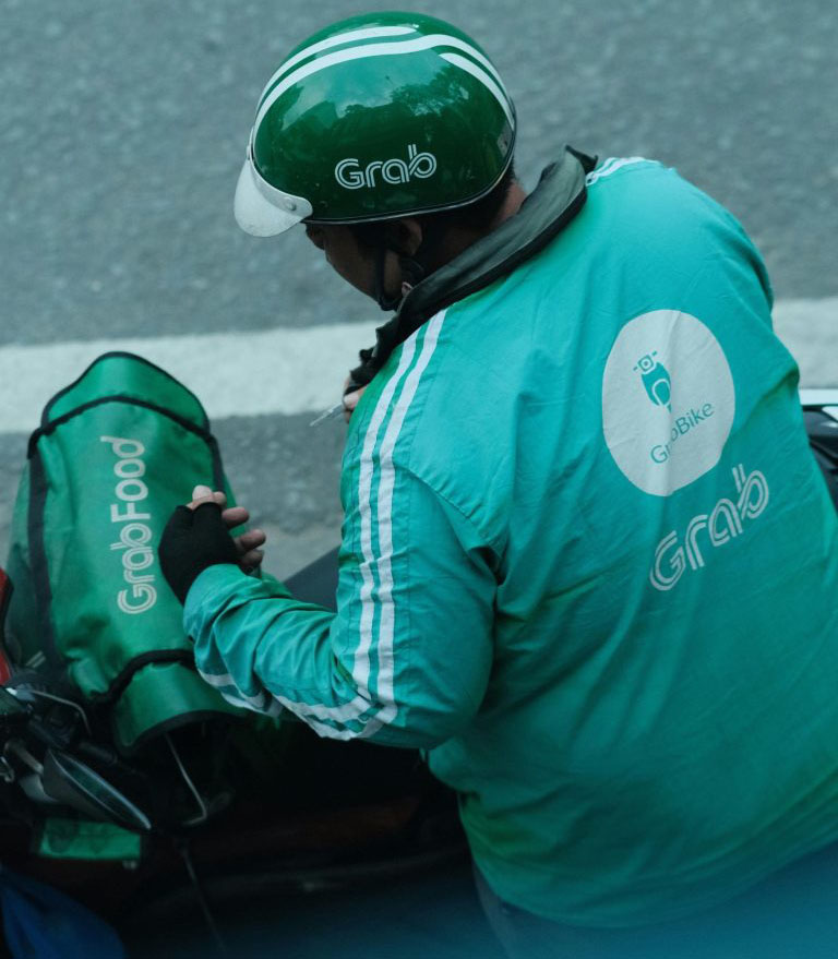 food delivery person on motorcycle