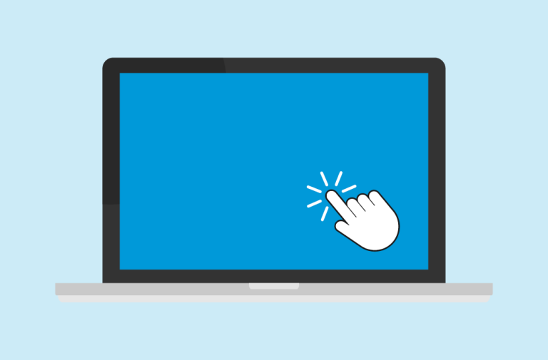 illustration of a computer screen with a hand icon