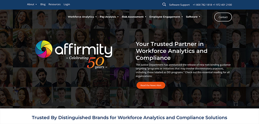 A screenshot of Affirmity's homepage