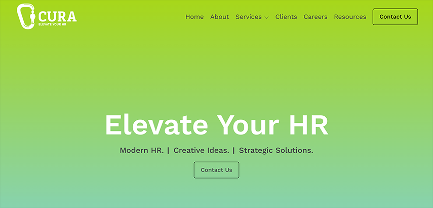A screenshot of Cura's homepage