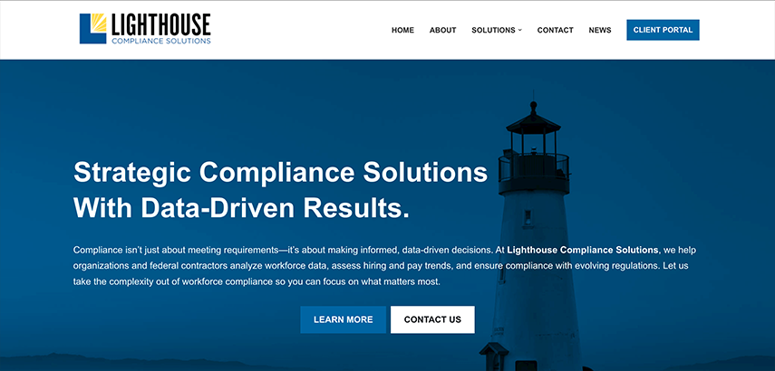 A screenshot of Lighthouse's homepage